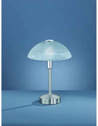 [TRIO525790107] Lumetto Led Touch Donna Nichel e Paralume Vetro Alabastro Trio Lighting