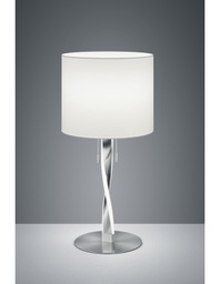 [TRIO575310307] Lumetto Moderno Nandor Nichel Paralume Tessuto Bianco Fusto Led Trio Lighting