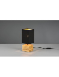 [TRIOR50171080] Lumetto Quadrato Woody Base Legno Paralume Tessuto Nero Trio Lighting