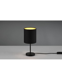 [TRIOR50491080] Lumetto Tavolo Jerry Nero Oro Paralume Cilindro Ø13 cm Trio Lighting