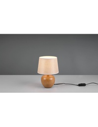 [TRIOR50621035] Lumetto Tavolo Luxor Base Effetto Legno Paralume Tessuto Beige Trio Lighting
