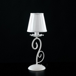 [BL130-LT-BCO-PAR] Lumetto comodino in ferro Bianco shabby paralume Bianco 13x h28cm