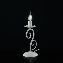 [BL130-LT-BCO] Lumetto comodino in ferro Bianco shabby una luce 13x h28cm