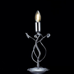 [BL154-LT-CR] Lumetto da tavolo in ferro cromato lucido con strass in cristallo 1 luce 15xh.27 cm