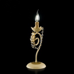 [BL77-LT-AV] Lumetto in ferro Avorio Decape e Oro strass damasco una luce 16x h39 cm