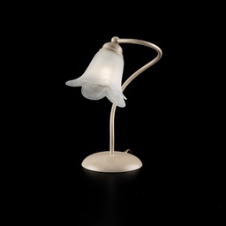 [BL230-LT-AV] Lumetto in ferro Avorio Oro una luce paralume in vetro Bianco 25x h31 cm