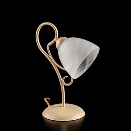 [BL232-LT-AV] Lumetto in ferro Avorio una luce paralume in vetro Alabastro Bianco 23x h31 cm