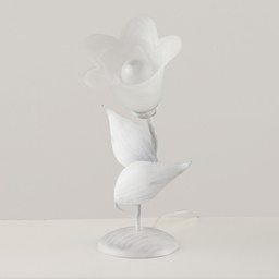 [BL155-LT-BA] Lumetto in ferro Bianco Argento una luce vetro Alabastro Bianco 19x h36 cm