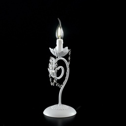[BL77-LT-BCO] Lumetto in ferro Bianco Shabby strass damasco una luce 16x h39 cm
