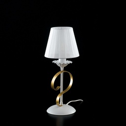[BL139-LT-BO-PAR] Lumetto in ferro Bianco shabby Oro paralume Bianco una luce 13x h36 cm
