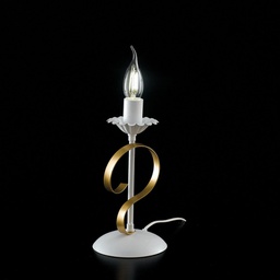 [BL139-LT-BO] Lumetto in ferro Bianco shabby Oro una luce 13x h25 cm