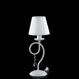 [BL148-LT-BCO-PAR] Lumetto in ferro Bianco una luce decorazione shabby paralume Bianco 14x h32 cm