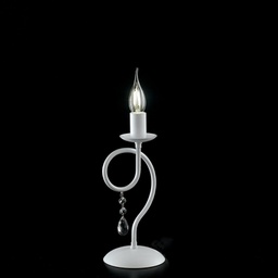 [BL148-LT-BCO] Lumetto in ferro Bianco una luce decorazione shabby strass 13x h32 cm