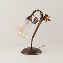 [BL26-LT-BR] Lumetto in ferro Marrone Oro foglie una luce 23x h30 cm
