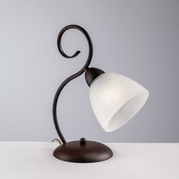[BL241-LT-RG] Lumetto in ferro Nero Ruggine paralume in vetro Alabastro Bianco una luce 26x h32 cm