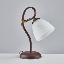 [BL217-LT-RG] Lumetto in ferro Nero ruggine una luce paralume vetro Alabastro Bianco 23x h31 cm