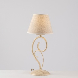 [BL258-LT-AV] Lumetto vienna ferro Avorio Oro una luce paralume effetto tessuto 16x h38 cm