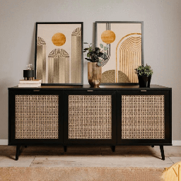 [EFFEZ99096] Madia Vienna51A 3 ante nera con frontali effetto vimini EFFEZ