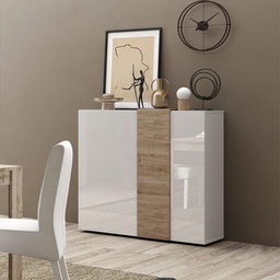 [FZ98873] Madia contenitore Sabry 2 ante bianco lucido rovere Kadiz