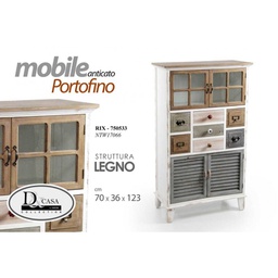 [GIC750533] Madia credenza alta con cassetti vano e vetrina cm 70 x 36x 123 h