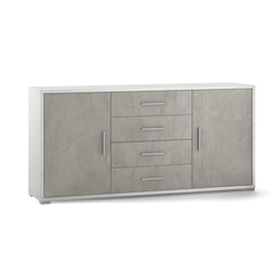 [ODB804OSCEK] Madia due ante quattro cassetti Bianco Cemento 174x41x h84 cm