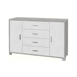 [A775CEOSK] Madia due ante quattro cassetti Cemento Bianco 136x41x h86 cm