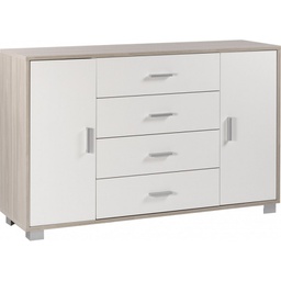 [O775OLBFK] Madia due ante quattro cassetti Olmo Bianco 136x41x h86 cm