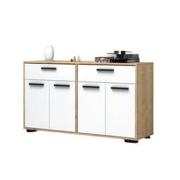 [FZ95209] Madia multiuso quattro ante due cassetti Bianco Rovere TRUVA 140x40x h78 cm
