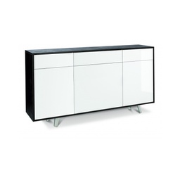 [O7076ONBLK] Madia tre ante tre cassetti Nero Ossido Bianco Lucido 164x41x h92 cm