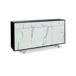 [O7076ONMCK] Madia tre ante tre cassetti Nero Ossido Marmo 164x41x h92 cm