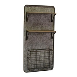 [V5921180000] Mensola metallo legno 2 piani con portatutto cm 38