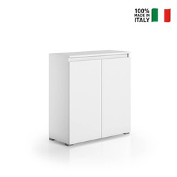 [TEREL213B] Mobile Multiuso Con 2 Ante Maniglia A Gola 4 Ripiani Regolabili bianco