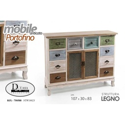 [GIC750588] Mobile cassettiera anticato retro cm 107 x 30 x 83 h