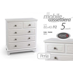[GIC782589] Mobile cassettiera como bianco cinque cassetti cm 80 x 40 x 92 h