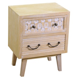 [V8040770000] Mobile comodino 2 cassetti legno naturale cm 30 x 44,5 x h 55,5