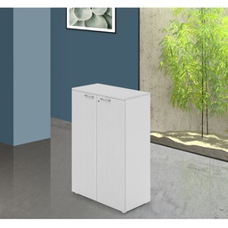 [AZ26687] Mobile da ufficio due ripiani ante con serratura  colore Bianco H129x90x45cm