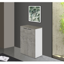 [AZ26700] Mobile da ufficio due ripiani ante con serratura  colore Cemento H129x90x45cm