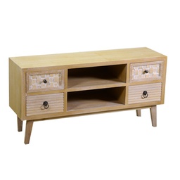 [V8040790000] Mobile porta TV 2 vani + 4 cassetti legno naturale cm 30 x 105 x h 53