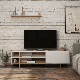 [FZ99280] Mobile porta TV Stockton bianco rovere