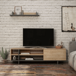 [EFFEZ99279] Mobile porta TV Stockton rovere antracite EFFEZ