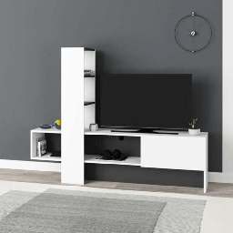 [EFFEZ98220] Mobile porta TV Troya bianco antracite con anta a ribalta EFFEZ