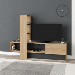 [EFFEZ98219] Mobile porta TV Troya rovere antracite con anta a ribalta EFFEZ