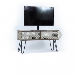 [FZ93771] Mobile porta tv noce nero industrial urban cm cm 106 x 30 x 48 h