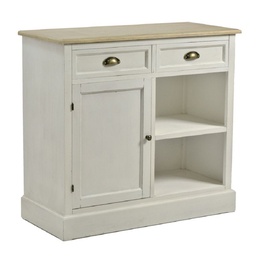 [V8029670000] Mobile shabby bianco 2 cassetti + 1 anta + 2 ripiani cm 40 x 90 x h 84
