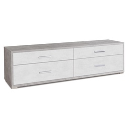 [ADB805CEOSK] Mobiletto basso porta TV in legno quattro cassetti Cemento Bianco 179x47x h50 cm