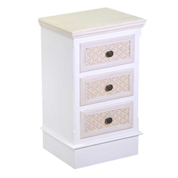 [V8041660000] Mobiletto legno losanna 3 cassetti crema cm 37x30h64