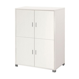 [A734BFBFK] Mobiletto quattro ante con ripiani per ufficio Bianco Venato 107x41x h162 cm