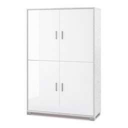 [A734BFBLK] Mobiletto quattro ante con ripiani per ufficio Bianco107x41x h162 cm