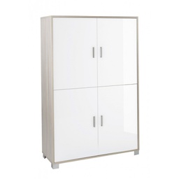 [O734OLBLK] Mobiletto quattro ante con ripiani per ufficio Olmo Bianco Lucido 107x41x h162 cm