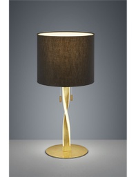 [TRIO575310379] Nandor lampada da tavolo con paralume nero e asta elicoidale illuminata led foglia oro con interruttori separati h.62cm Moderno 